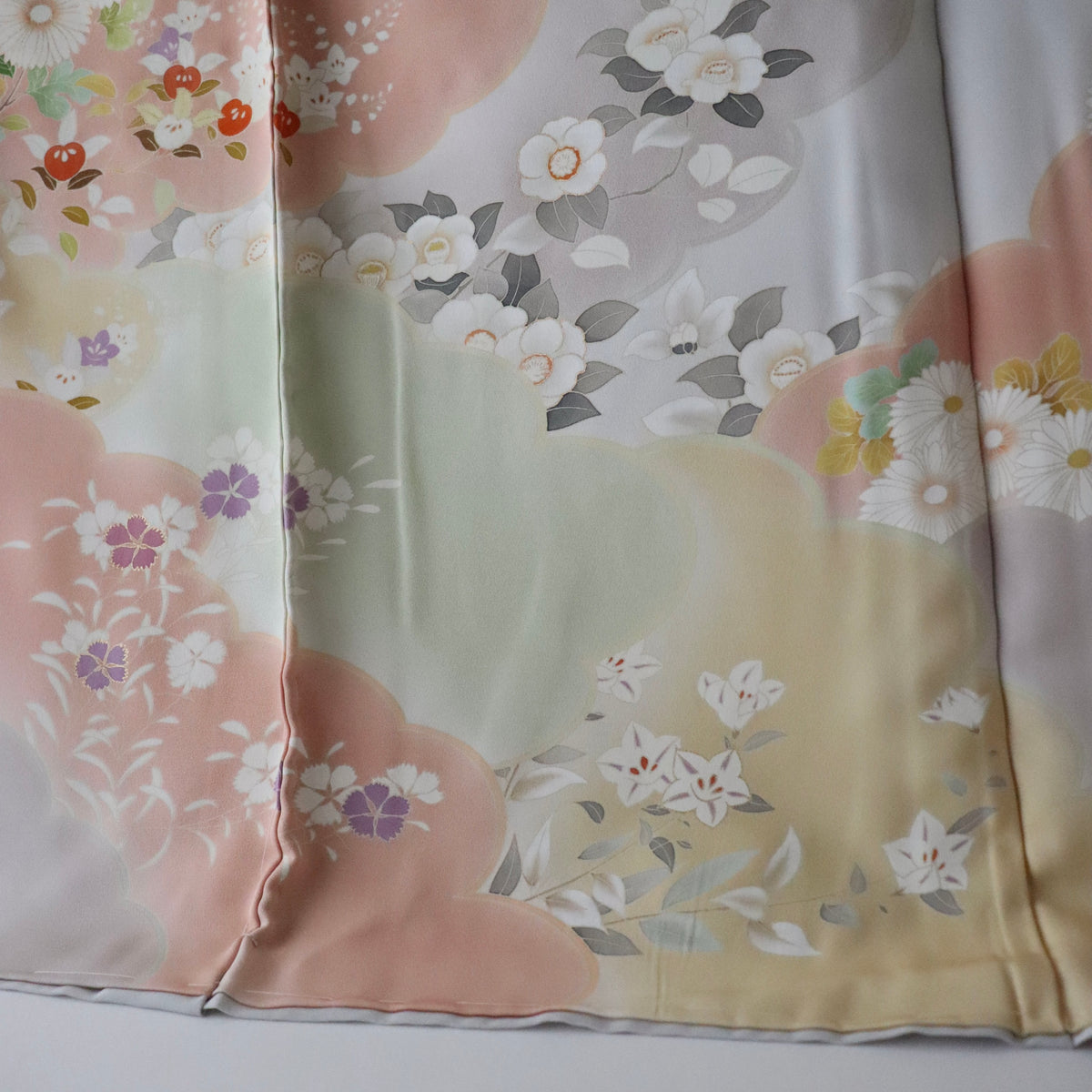 京友禅 | 訪問着 | 正絹 | 紫水晶 | 花と雲取り