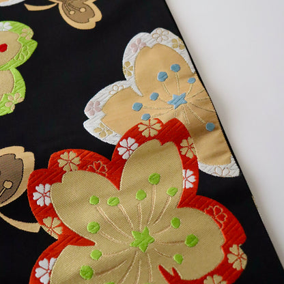 西陣織 | 袋帯 | 七五三 | 七歳 | 正絹 | 大桜花文 | 黒 | 高島織物 | 70