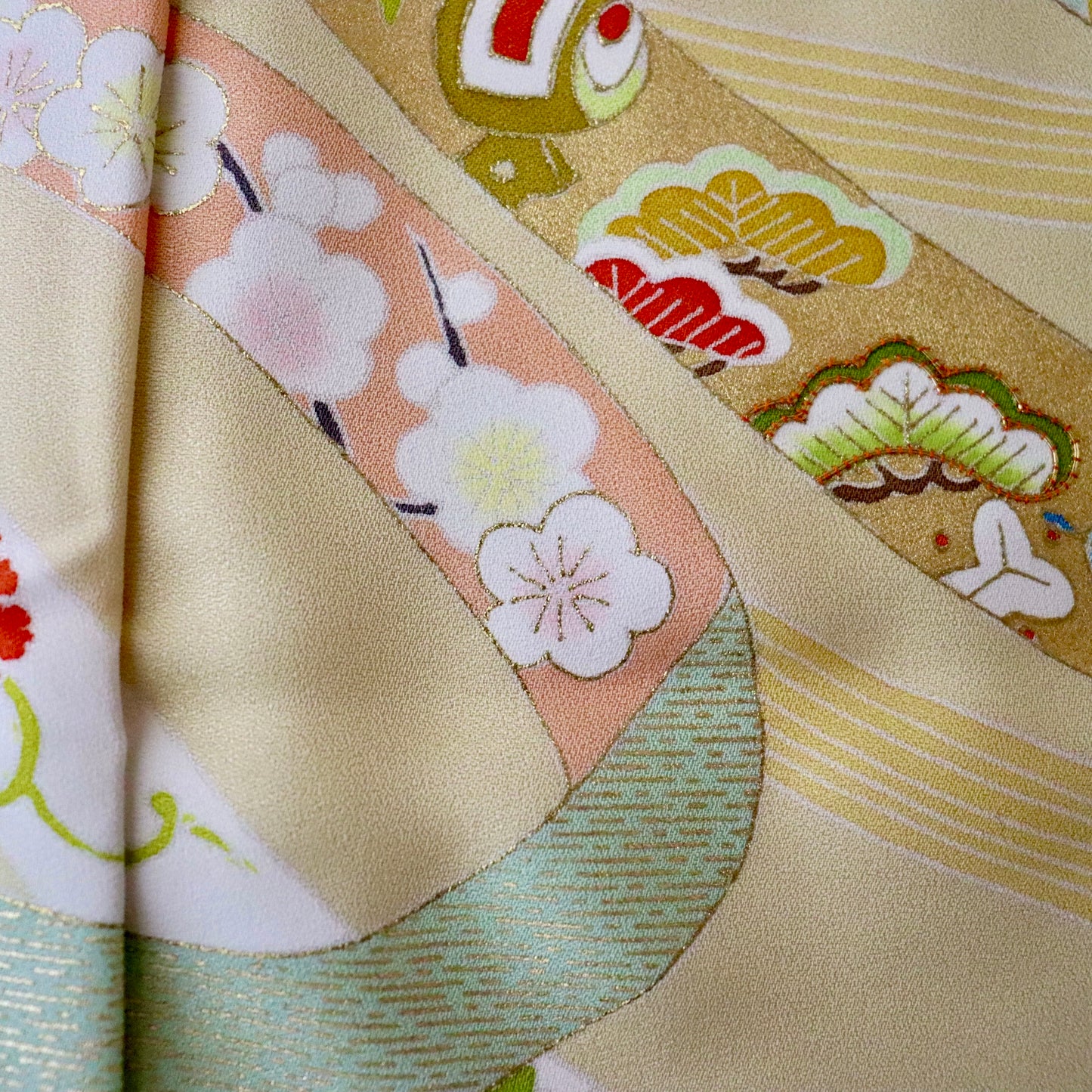 京友禅 | 訪問着 | 正絹 | 淡黄 | 吉祥鬘帯 | 高橋啓