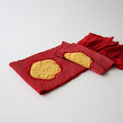 絞染帯揚げ「大華 - 黄赤」
