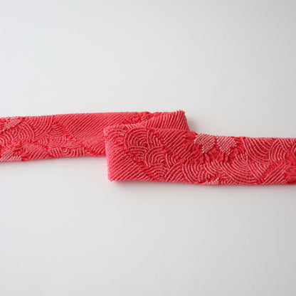 絞染帯揚げ「桜流水 - 躑躅色」