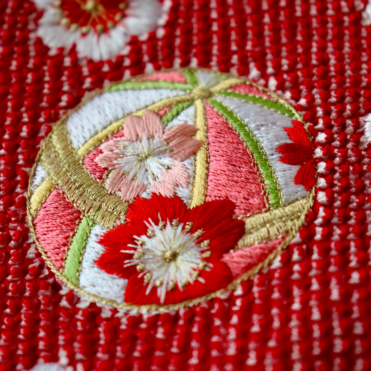 帯揚げ | 七五三 | 七歳 | 正絹 | 桜鞠 | 絞染 | 刺繍 | 大原商店