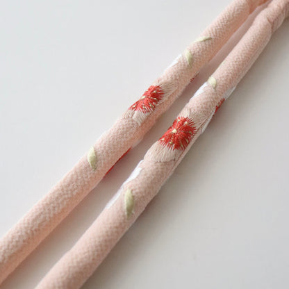 帯締め | 七五三 | 七歳 | 正絹 | 丸ぐけ | 桜 | 刺繍 | 薄紅 | 大原商店
