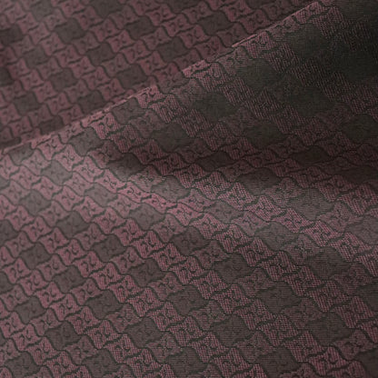 御召 | 着尺 | 正絹 | 葡萄色/黒 | 先練 | 北斎模様 | 卍繋ぎ