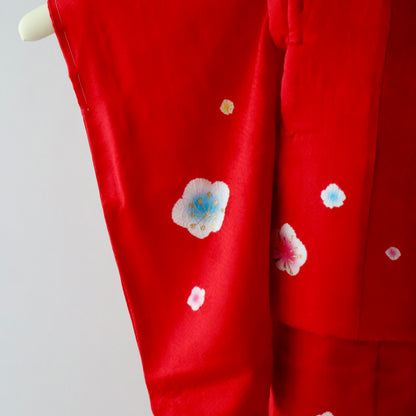 御祝着セット | 七五三 | 三歳 | 正絹 | 赤白黒 | 鞠 | 刺繍 | 絞染