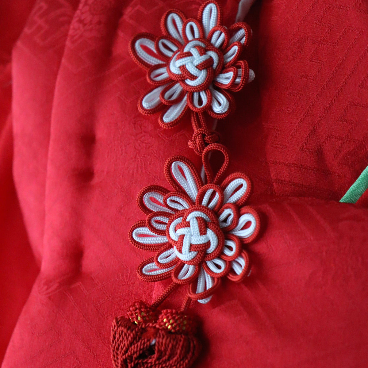 御祝着セット | 七五三 | 三歳 | 正絹 | 赤白黒 | 鞠 | 刺繍 | 絞染