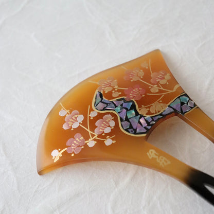 かんざし | バチ型 | 通年向け | 蒔絵 | 梅に螺鈿流水 | 鼈甲調 | 大原商店
