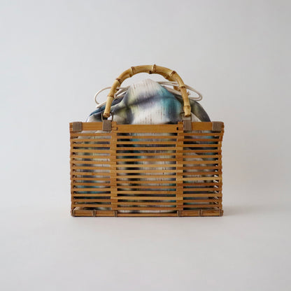 籠バッグ「紬 - blu/gry」大原商店