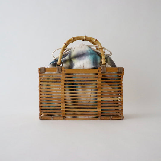 籠バッグ「紬 - blu/gry」大原商店