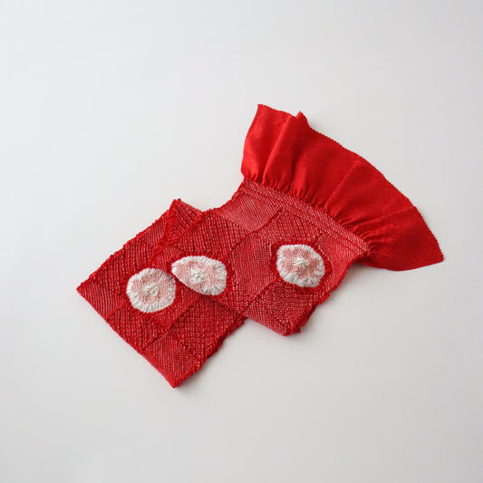 絞染め帯揚げ「市松梅 - red」和小物さくら
