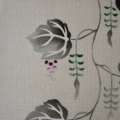 手描友禅 | 夏帯 | 九寸名古屋帯 | 正絹 | 葡萄立付 | 白 | 京友禅 フジモト