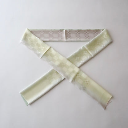 帯揚げ | 単衣・盛夏向け | 紋紗市松地紋立暈し | 薄黄/薄緑 | 和小物さくら