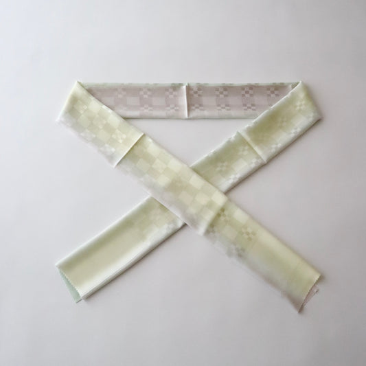帯揚げ | 単衣・盛夏向け | 紋紗市松地紋立暈し | 薄黄/薄緑 | 和小物さくら