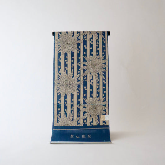 奥州小紋「縦縞菊」竺仙