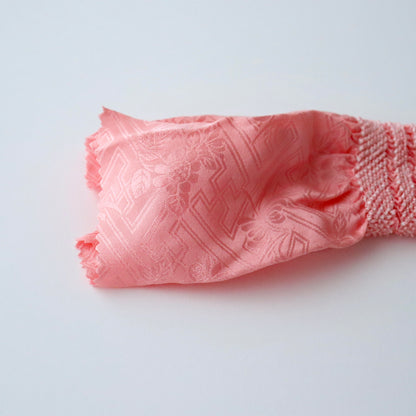 絞染帯揚げ「八重桜輪 - 桃白」大原商店