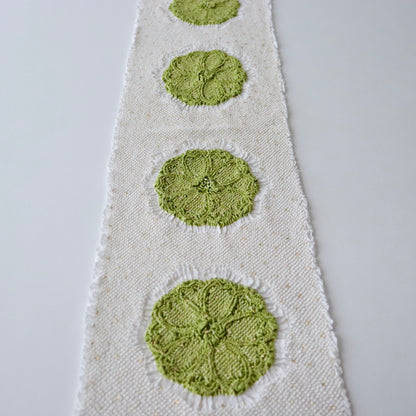 絞染帯揚げ「八重桜輪 - 白黄緑」大原商店