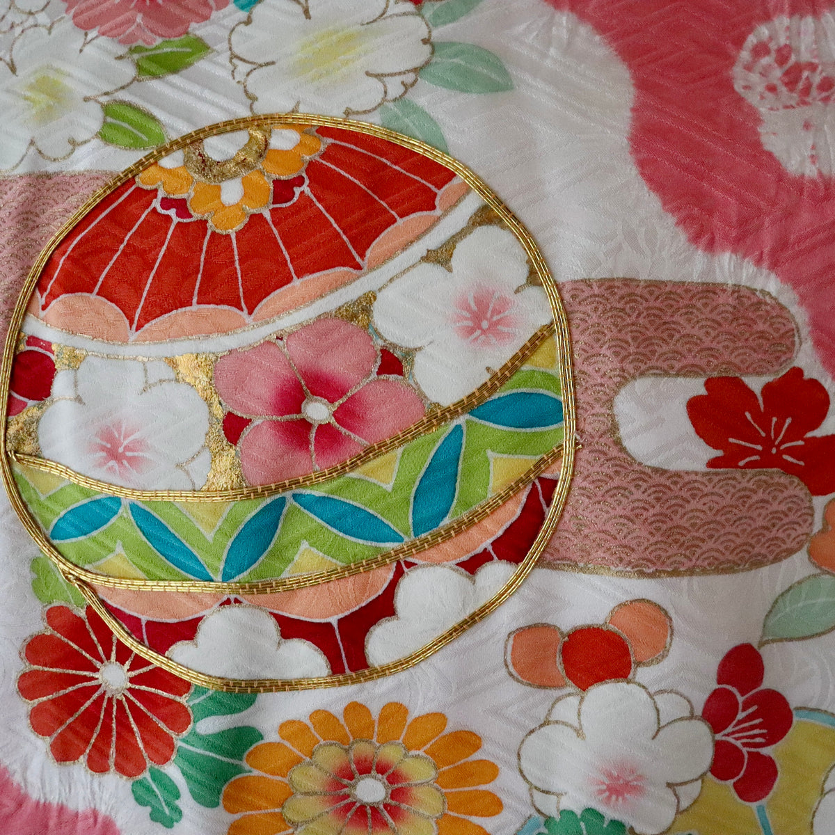 女児初着「鞠に花丸文」