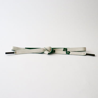 帯締め「手組み椿- wht.grn」　和小物さくら