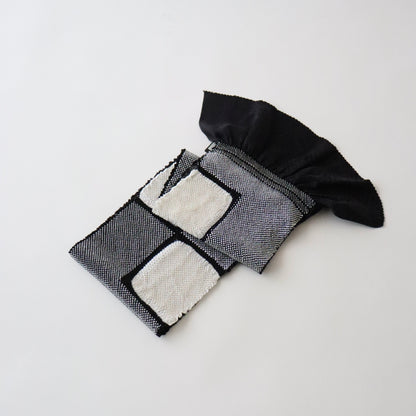 絞染め帯揚げ「市松 - blk/wht」和小物さくら