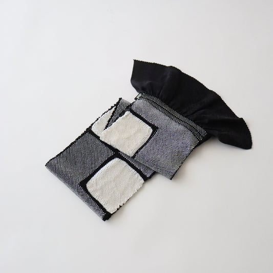 絞染め帯揚げ「市松 - blk/wht」和小物さくら